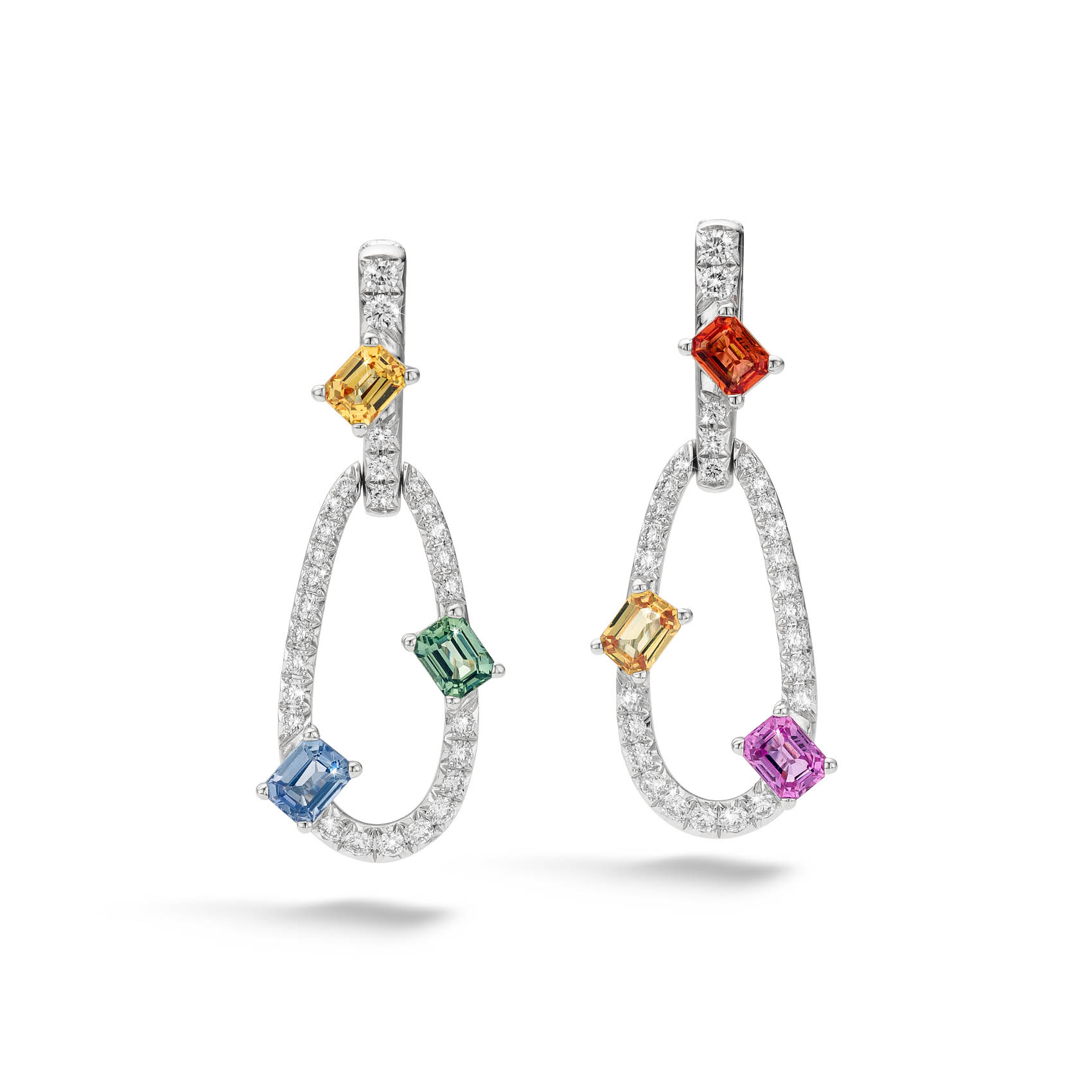 earrings white gold colored sapphire