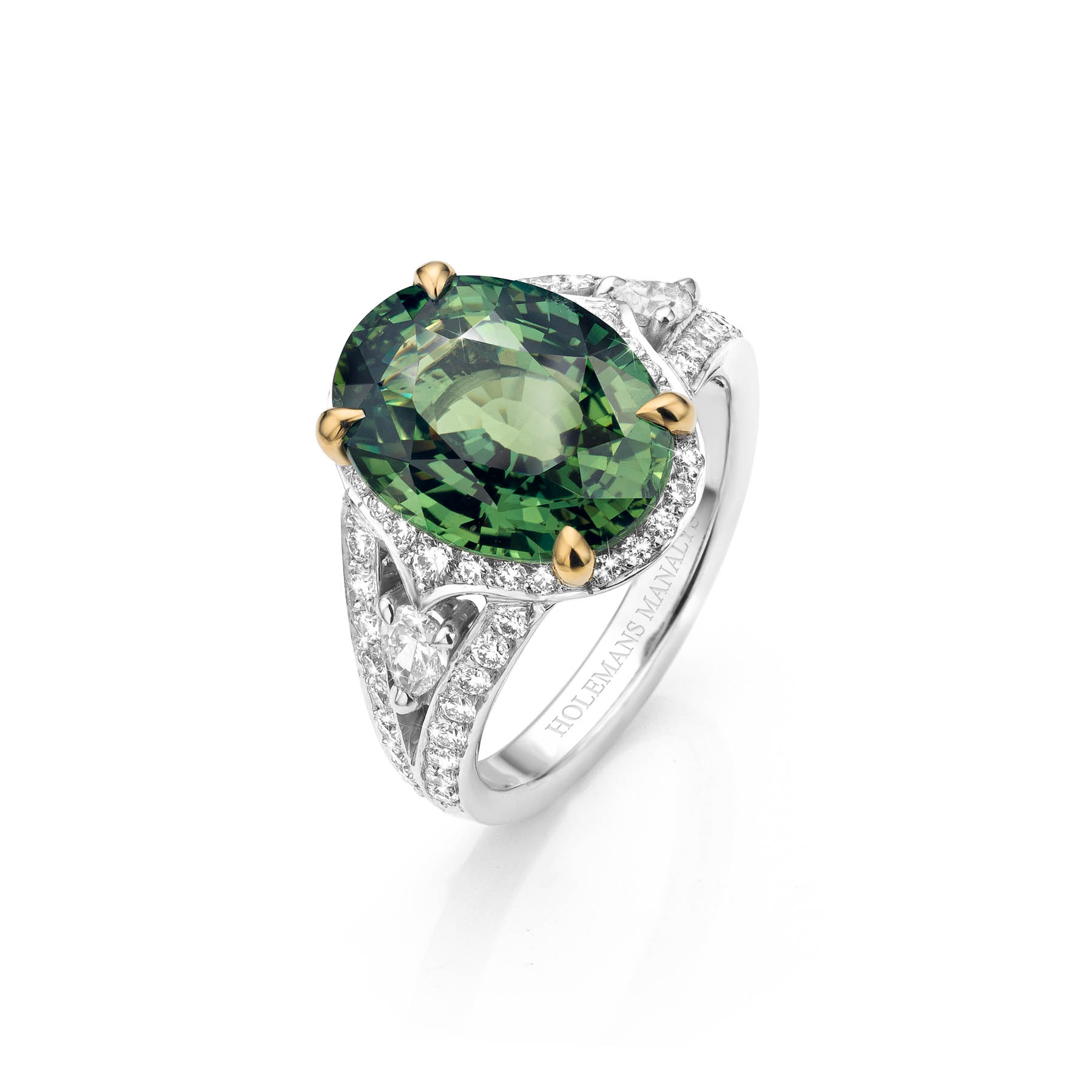 Bague saphir vert 6,33 cts