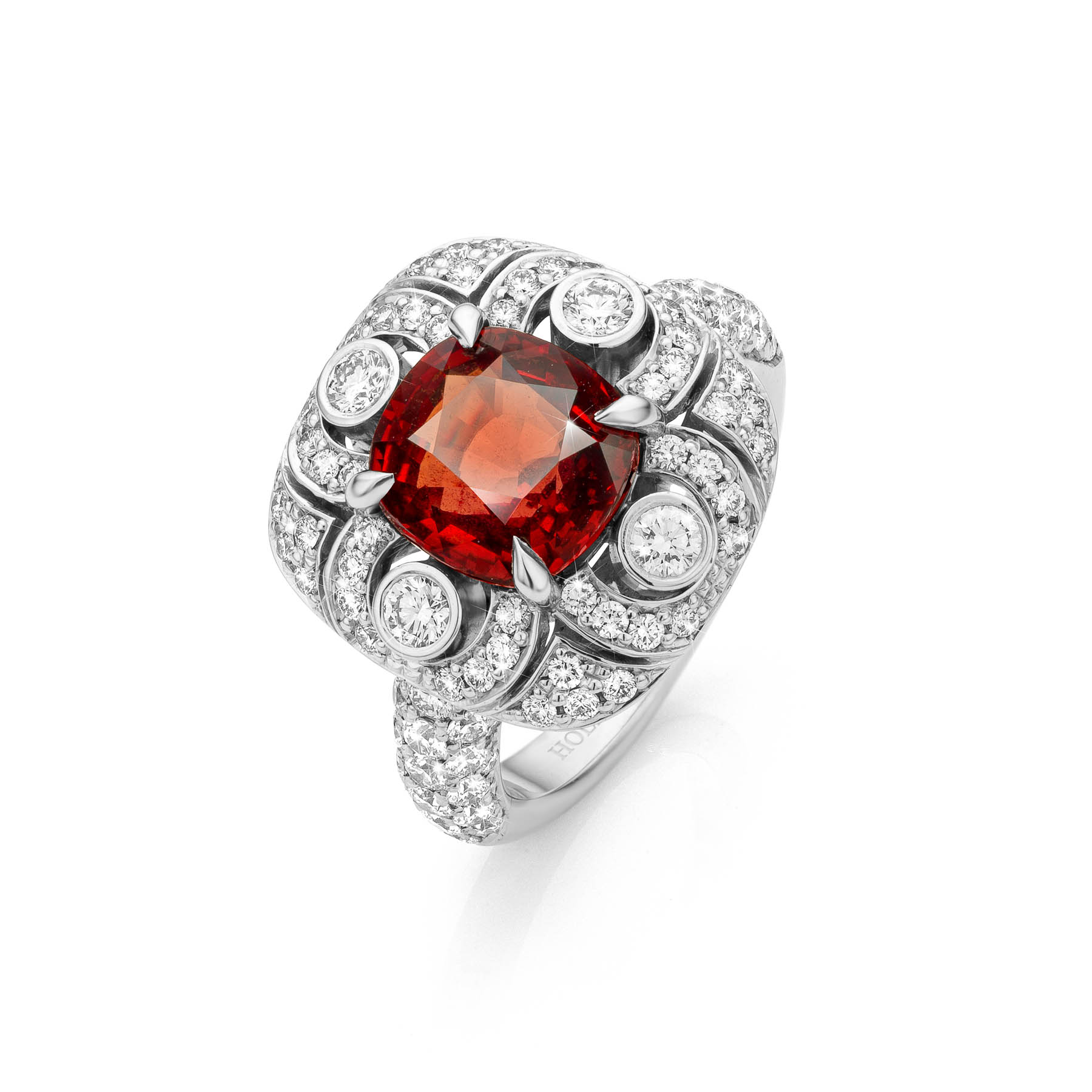 Bague saphir vivid orange non chauffé 4,04 cts