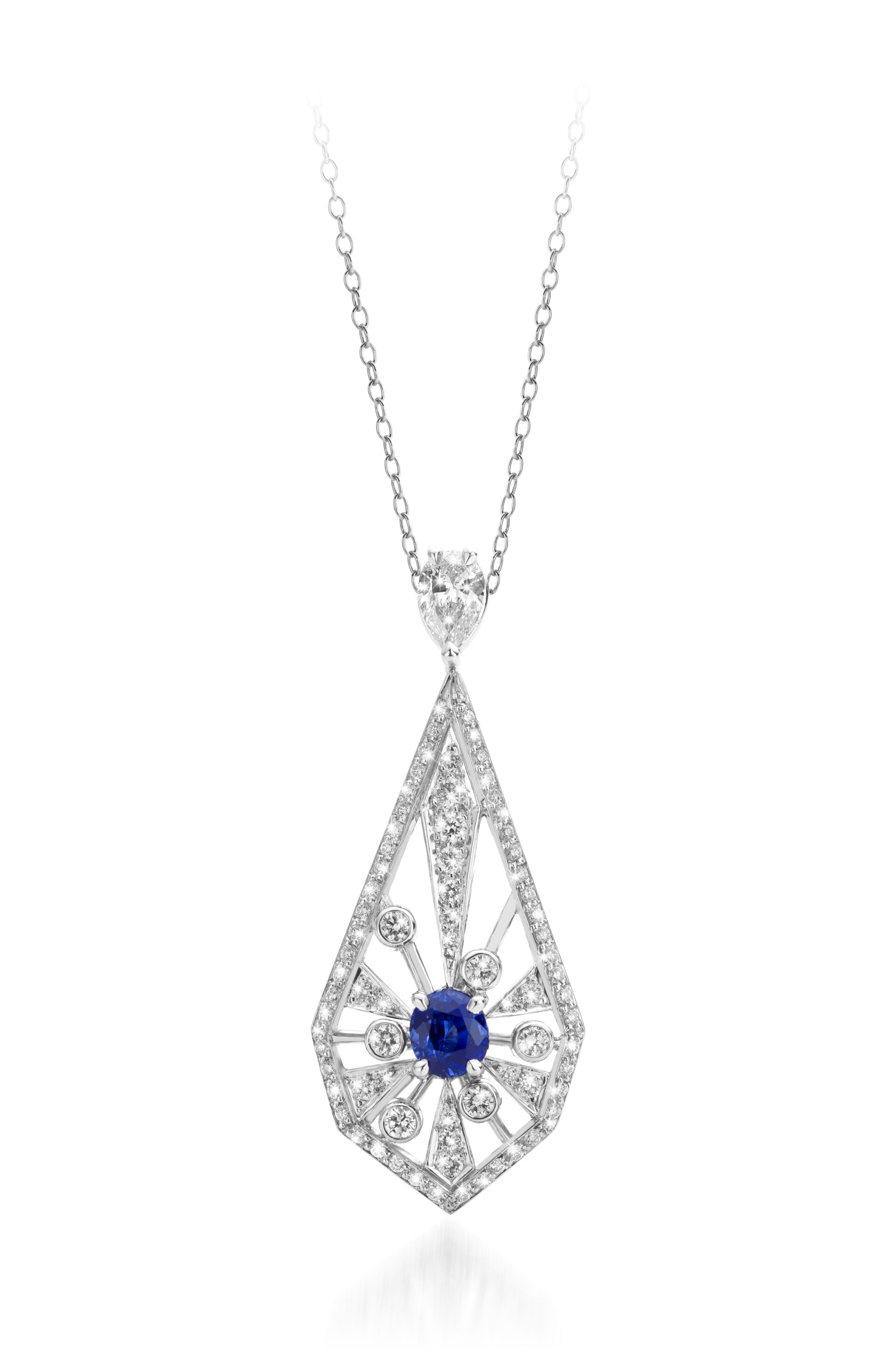 pendant sapphire white gold art deco