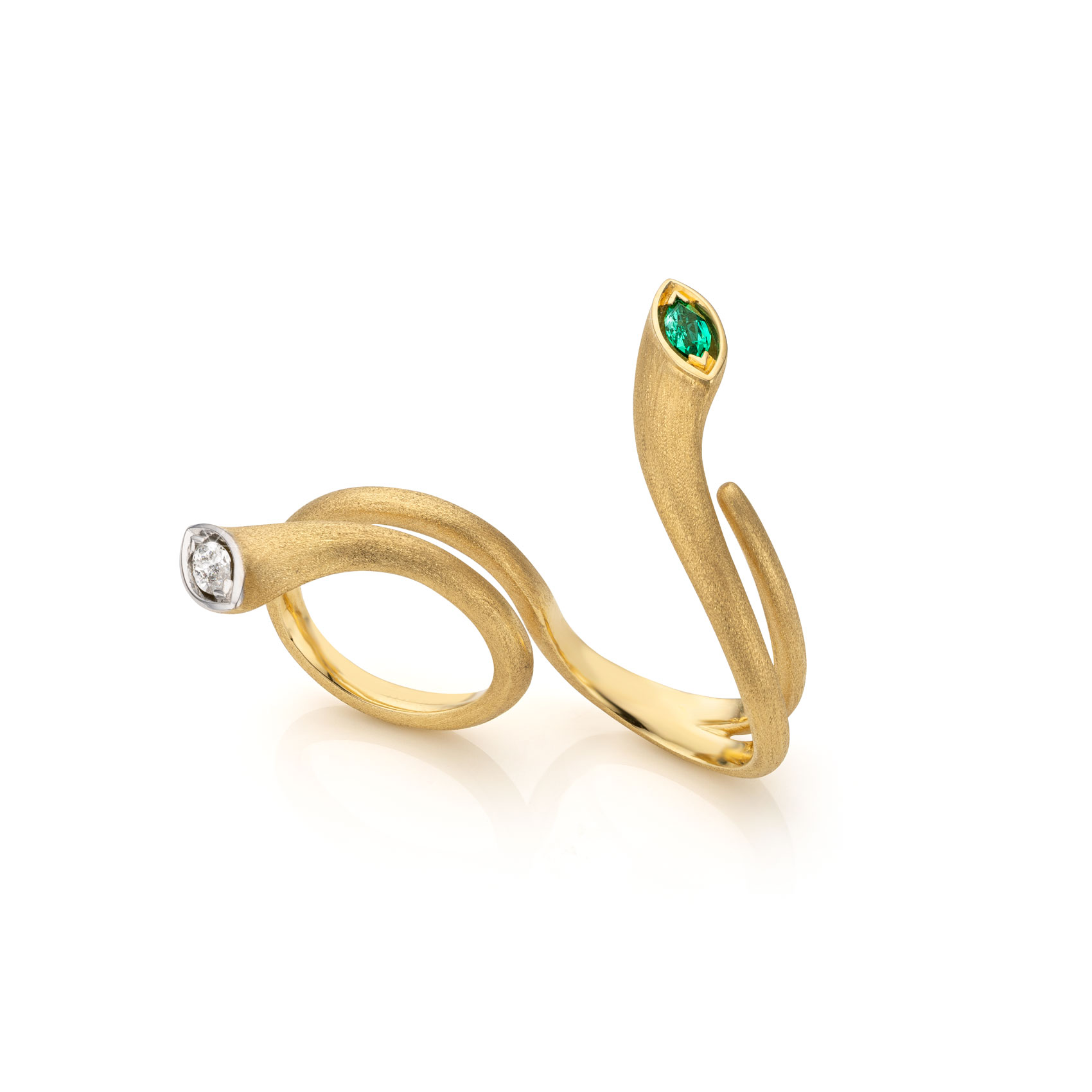Bague Coronelle diamant et émeraude marquises